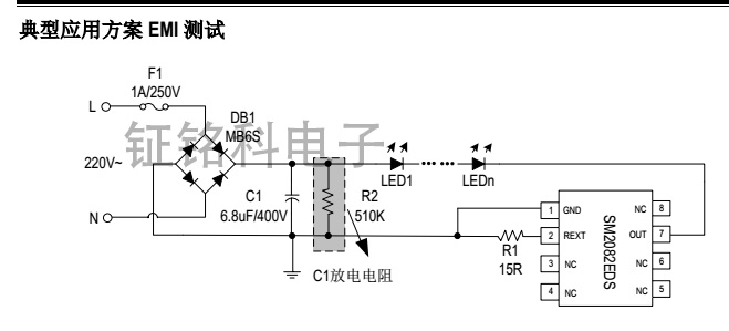 LED灯高压线性恒流驱动方案SM2082EDS原厂技术支持设计特点(图4) SM2082EDS典型应用方案EMI测试.jpg
